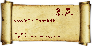 Novák Paszkál névjegykártya